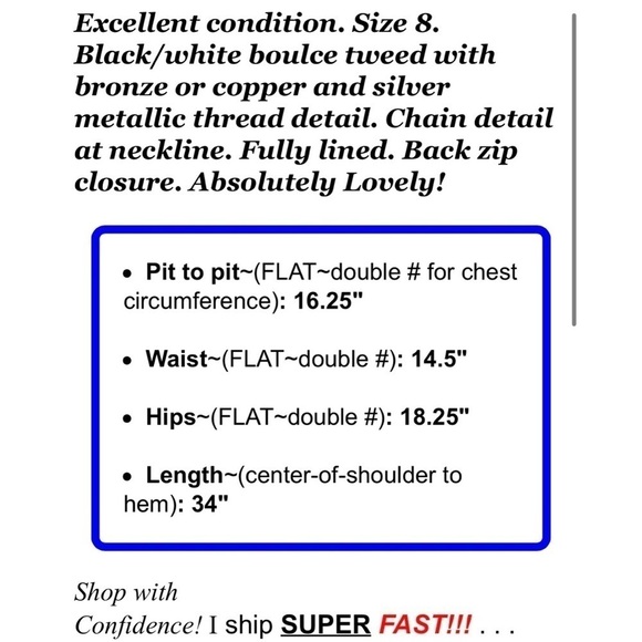 Laundry by Shelli Segal Sz 8 Black Metallic Boucle Tweed Sheath Dress Chain - Picture 2 of 12